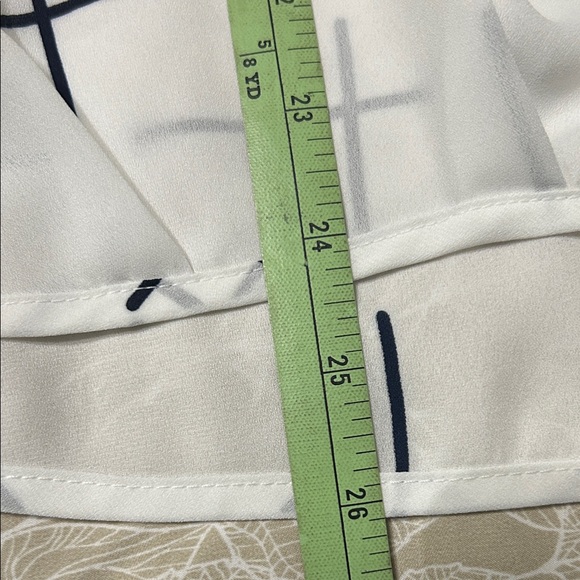 Alfani Size Large White 3/4 Button-Down Shirt with Black/Yellow Grid Print - Picture 9 of 11